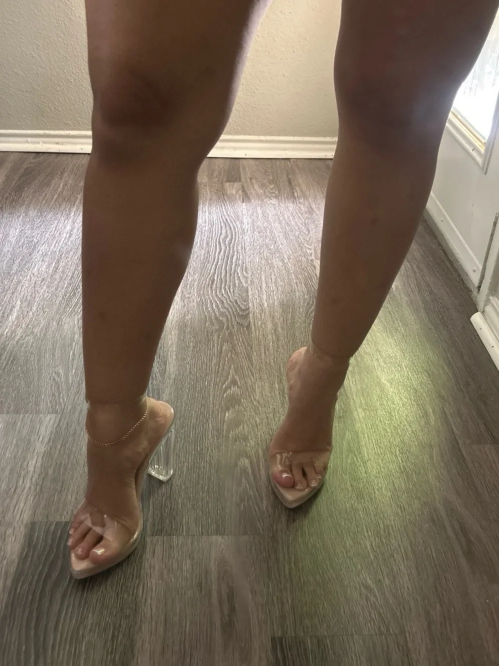 Liliana Clear Strap Pointed Toe Heels in Nude Blush